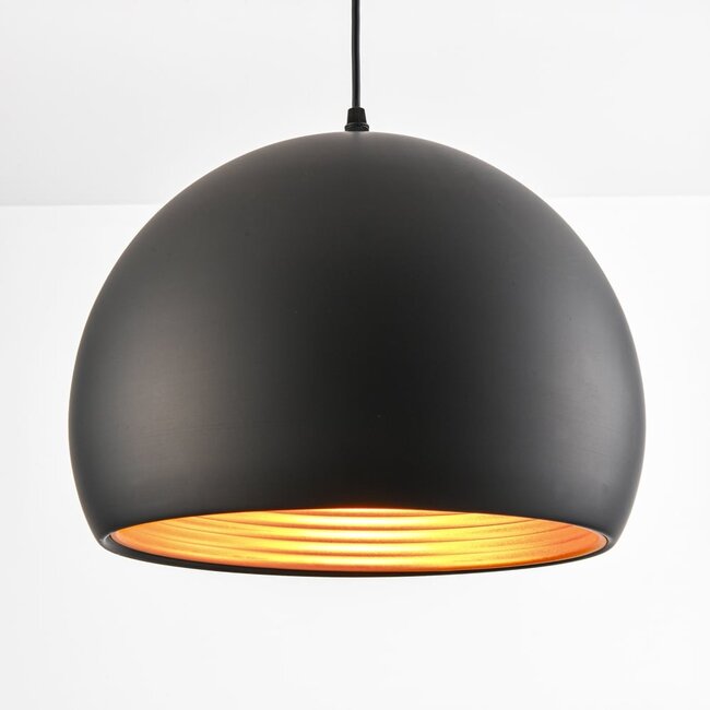 Lampe suspendue moderne ronde noire avec or - Goldy