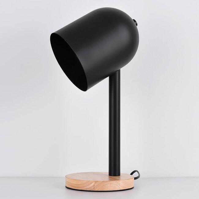 Lampe de table moderne noire avec bois - Spy