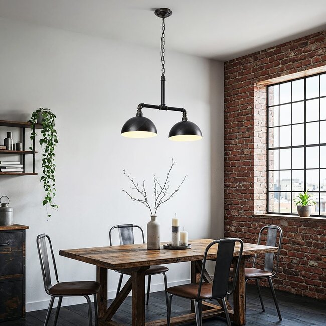 Lampe suspendue industrielle noire et bronze - Libra