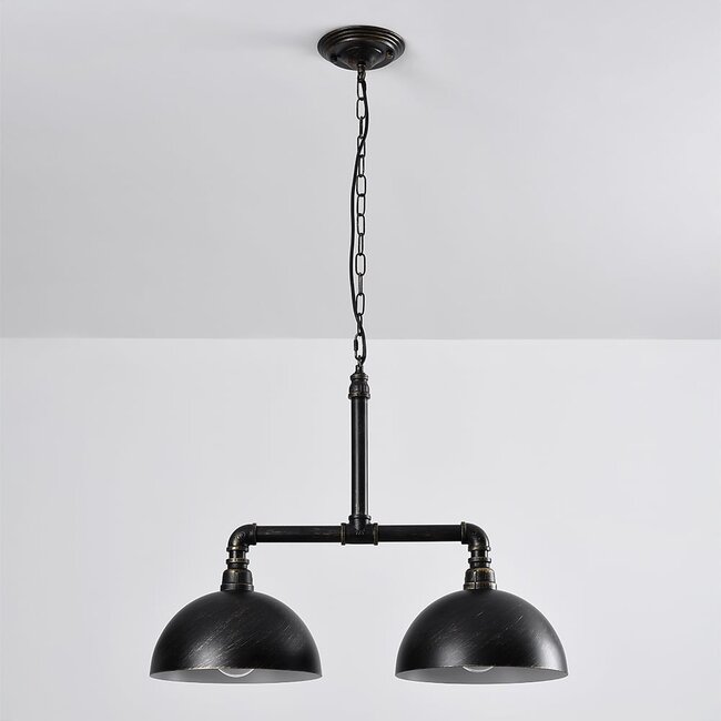 Suspension industrielle Libra noire et bronze