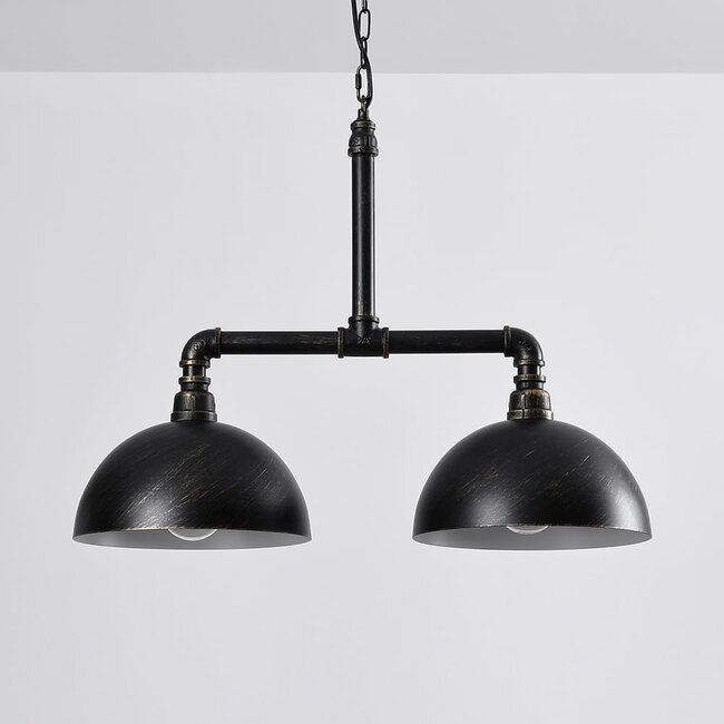 Lampe suspendue industrielle noire et bronze - Libra