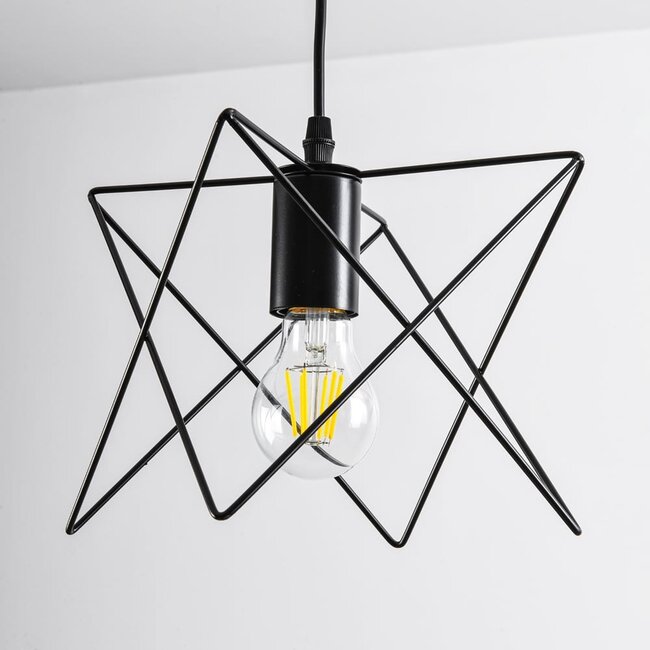 Suspension industrielle Star en métal noir