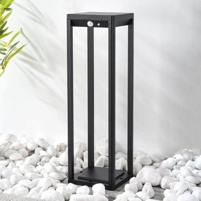 Lampe d'extérieur solaire sur pied Marcello à détecteur - noir