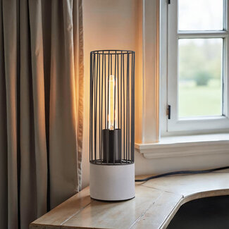 Lampe de table industrielle noire avec base robuste - Palma