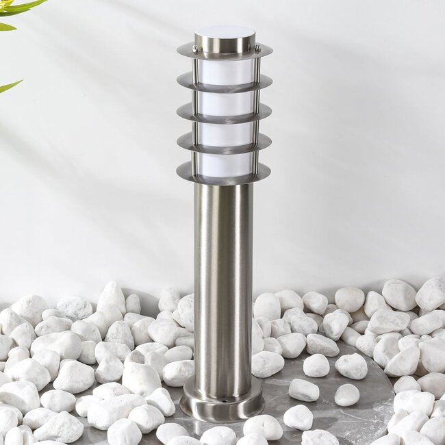 Lampe d'extérieur sur pied Silvio en acier inoxydable - 50 cm