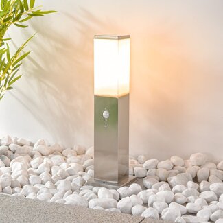 Lampe extérieur Leopoldo en acier inoxydable avec capteur, 45 cm