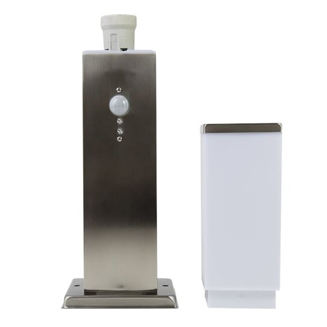 Lampe extérieur Leopoldo en acier inoxydable avec capteur, 45 cm