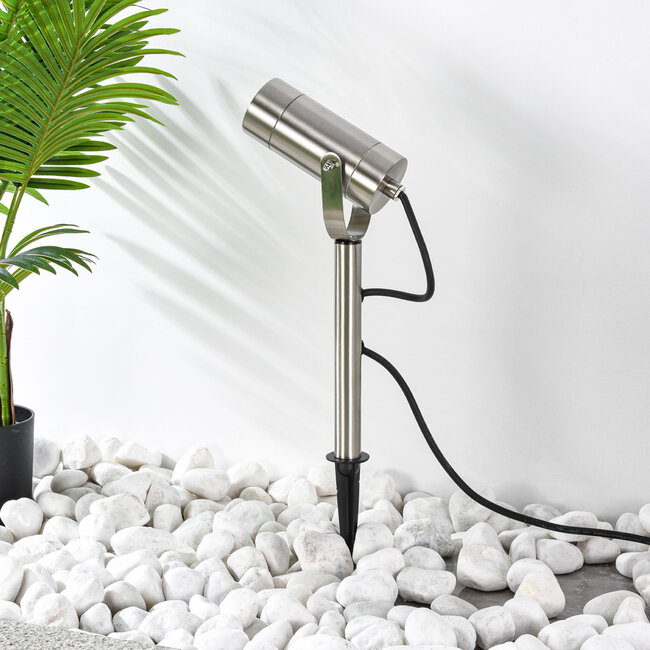 Spot de jardin Emilio en acier inoxydable, 31 cm