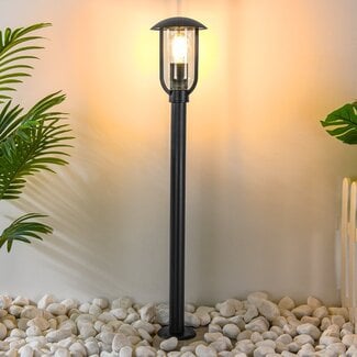 Lampe d'extérieur sur pied Alessandro en acier inoxydable noir - 80 cm