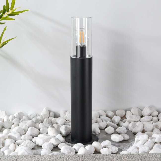 Lampe d'extérieur sur pied Stella en acier inoxydable noir - 50 cm