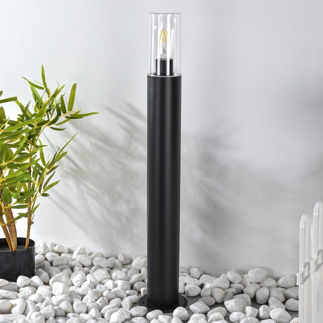Lampe d'extérieur sur pied Stella en acier inoxydable noir - 80 cm