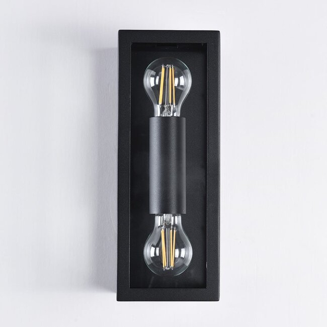 Applique extérieure 2 lumières Diana - inox noir avec verre