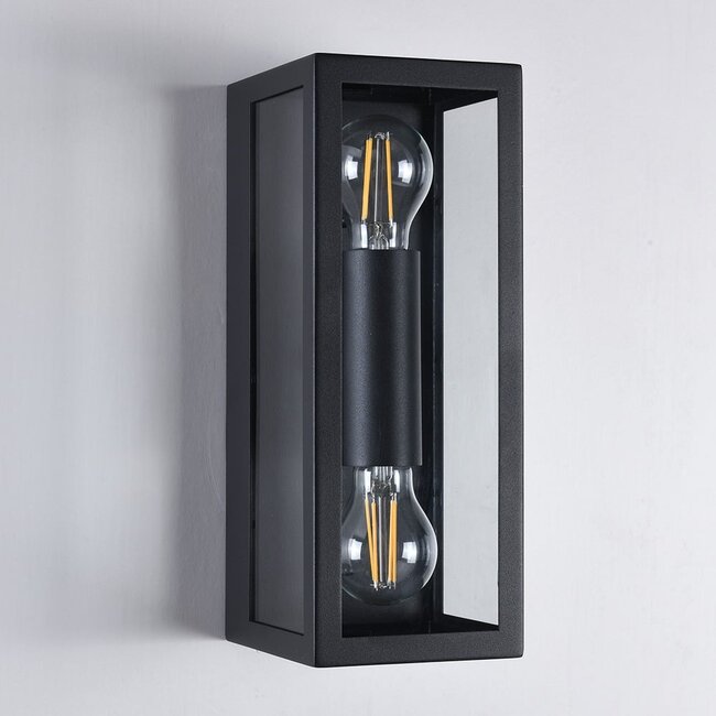 Applique murale noire Diana 2 lampes avec verre