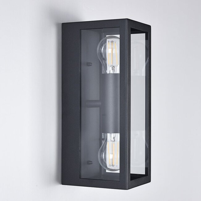 Applique extérieure 2 lumières Diana - inox noir avec verre
