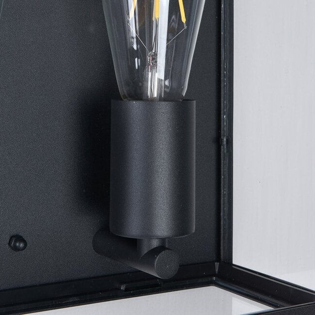 Applique murale industrielle Gabriella avec verre - noire