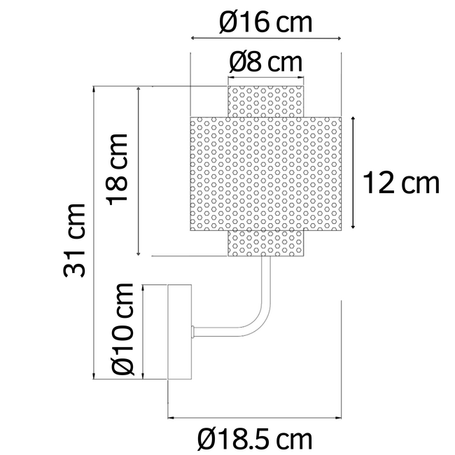 Lampe murale Mary - noir avec or
