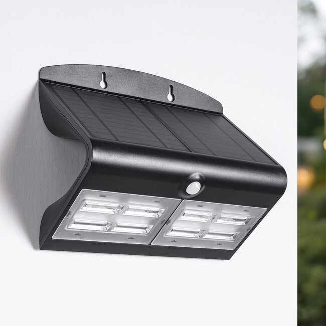 Applique solaire noire avec capteur Double Conan, 6.8W