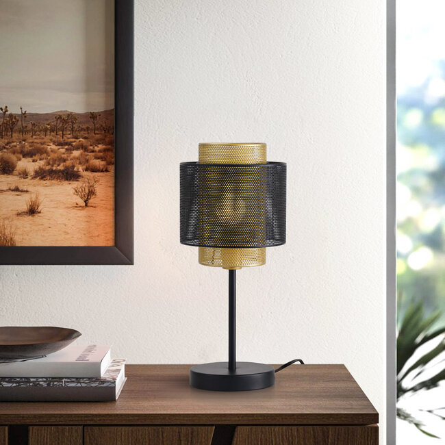 Lampe de table Ava noire et dorée