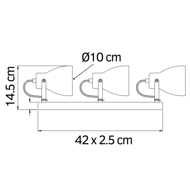 Plafonnier gris béton avec 3 spots - Ralph