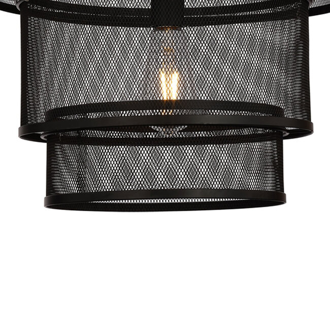 Suspension industrielle Chloe, noir mat