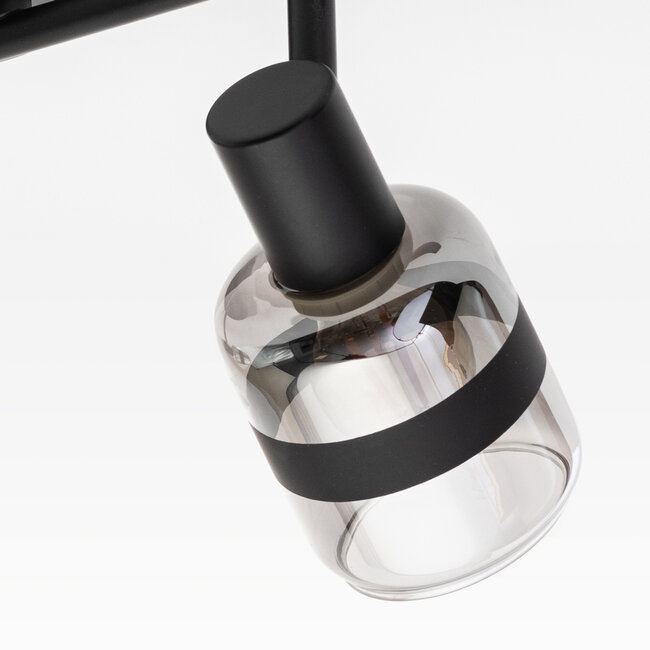 Plafonnier à spots industriel Gesa 2 lumières en verre fumé