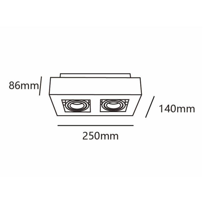 Spot de luxe à 2 lumières noir pour montage en saillie - Benny