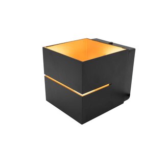 Applique moderne carrée noire avec intérieur doré - Avi