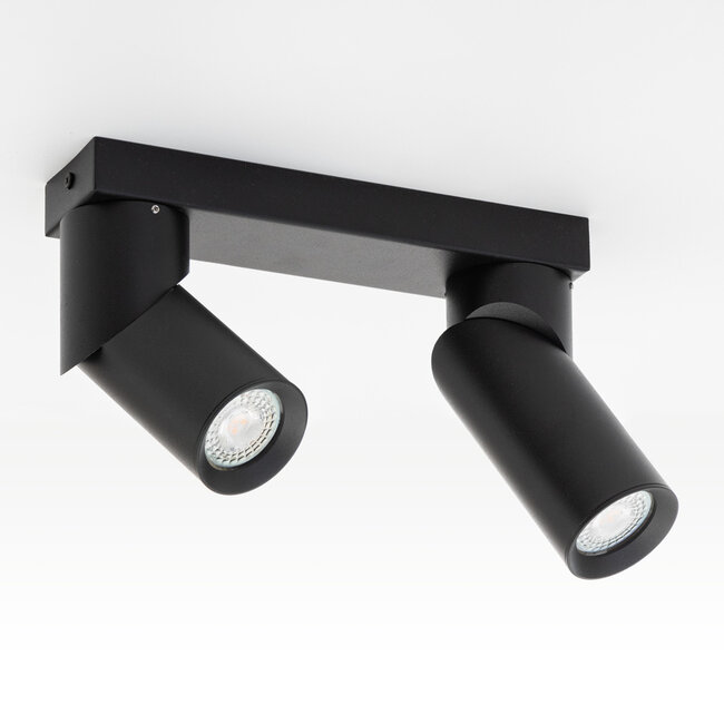 Plafonnier industriel noir avec 2 spots - Libby