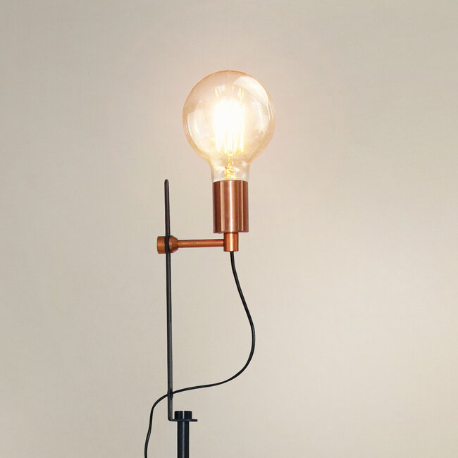 Lampadaire industriel noir et doré - Edina