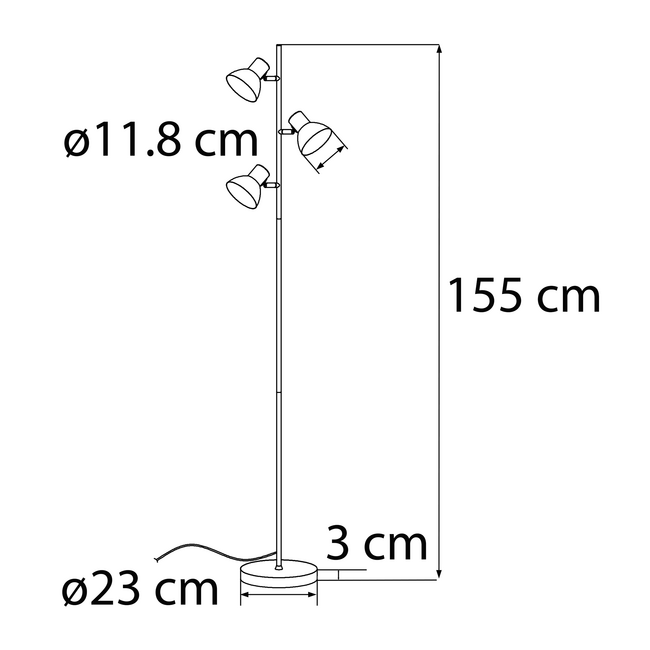Lampadaire industriel à 3 spots - Bailey