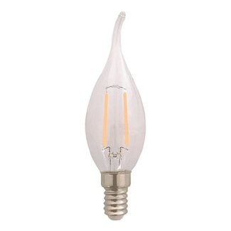 Ampoule flamme filament LED E14 dimmable, verre transparent 1,8 watt