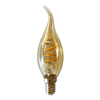 Ampoule flamme à pointe filament LED E14 ambrée 1,8 watt (2200K)