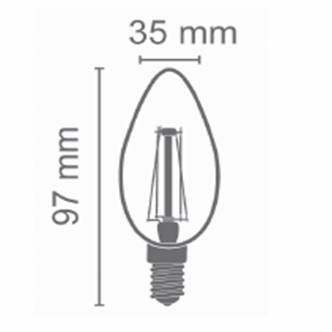 Ampoule flamme filament LED E14 à coque opaline 1,6 watt, 35 mm