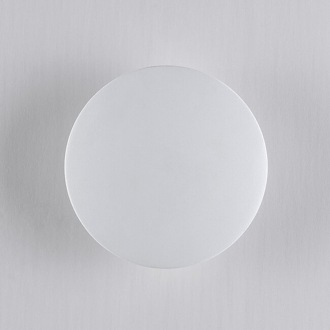 Applique murale extérieure ronde Moon - blanche avec LED intégrée