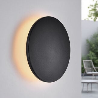Applique murale extérieure ronde Lune - noire avec LED intégrée