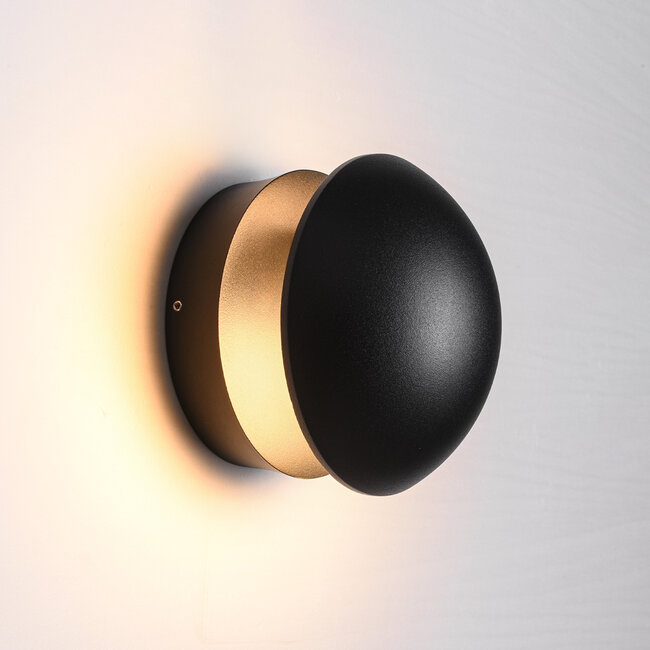 Applique murale extérieure ronde orientable Liv - noire avec LED intégrée
