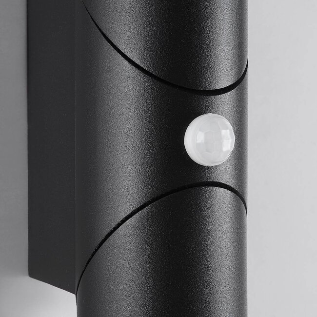 Applique d'extérieur moderne noire avec LED et capteur - Tess