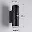 Applique murale extérieure cylindrique Tess avec détecteur - noire