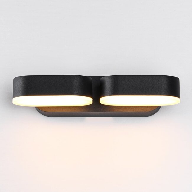 Applique murale extérieure 2 lumières Stan - noire avec LED intégrée