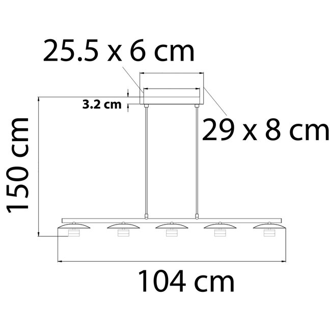 Suspension moderne noire et or 5 spots LED - Martha