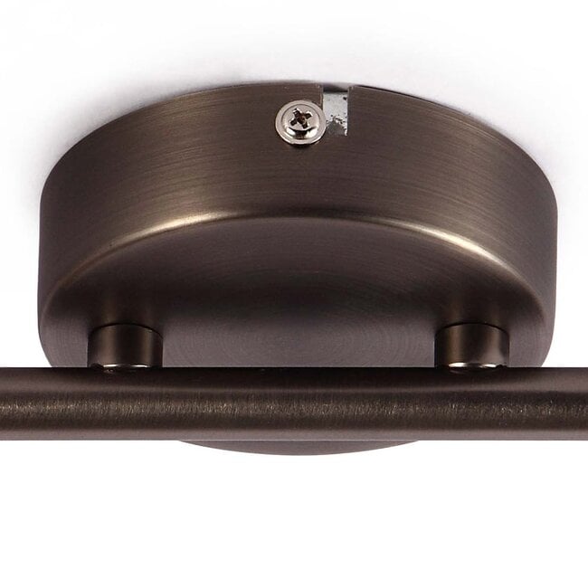 Plafonnier barre argent antique 2 spots LED - Auburn