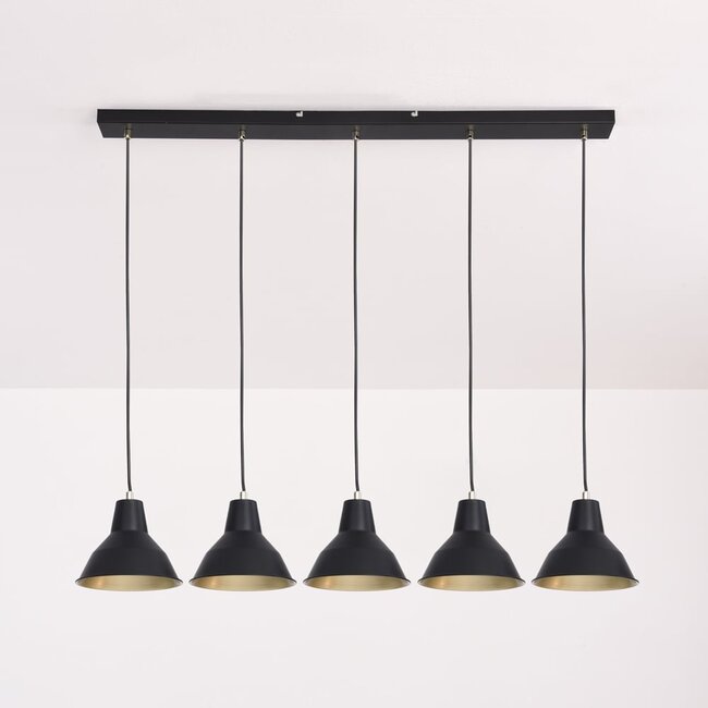 Suspension industrielle moderne 5 branches noire - Odin