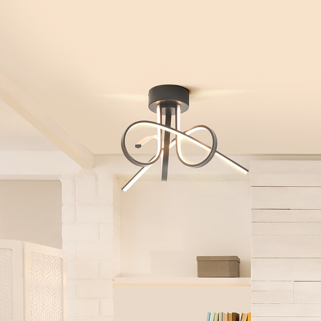 Plafonnier design noir avec LED dimmable en 3 étapes - Fallon