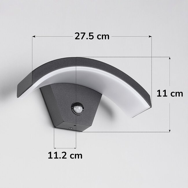 Applique murale extérieure design Vic avec détecteur - noire avec LED intégrée