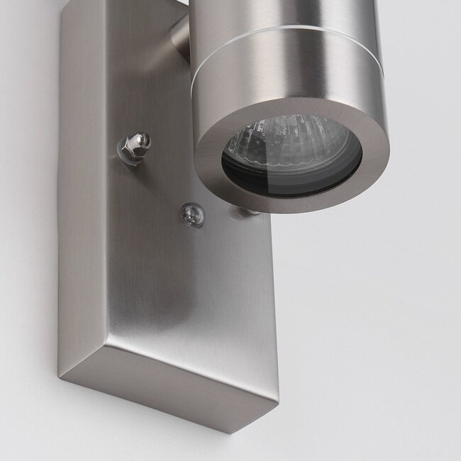 Applique murale extérieure 2 lumières Saul avec détecteur crépusculaire - inox