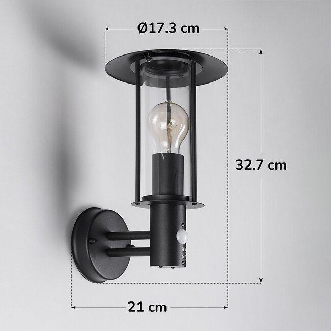 Applique extérieure rustique noire avec détecteur - Lore