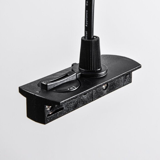 Suspension tube monophasée sur rail Luke - noir avec capuchon blanc laiteux