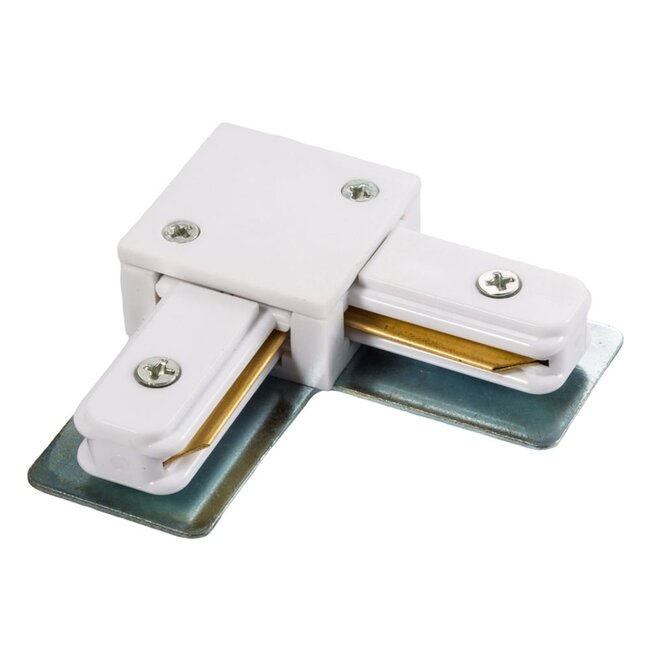 Connecteur à 90 degrés pour rail monophasé, blanc