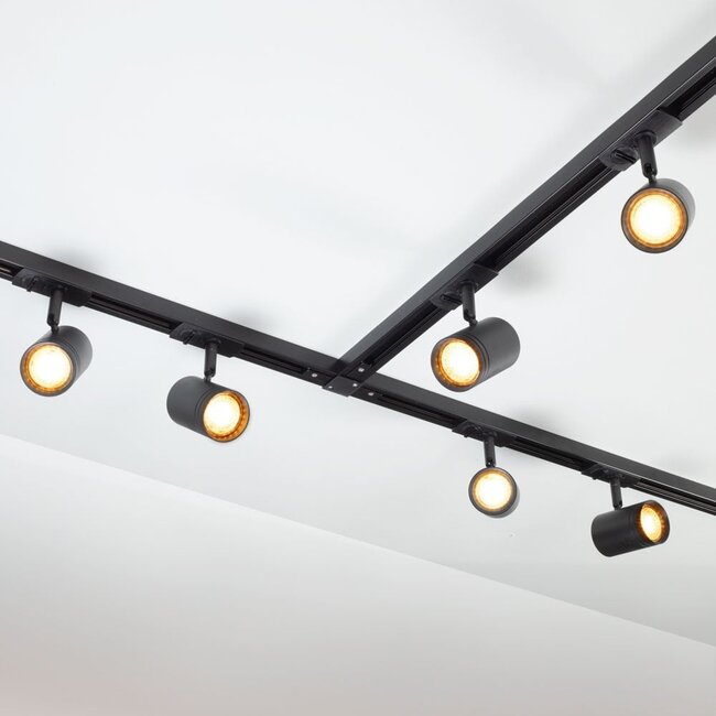 Système de rail industriel monophasé de 3 mètres avec spots Jamie - rail de plafond