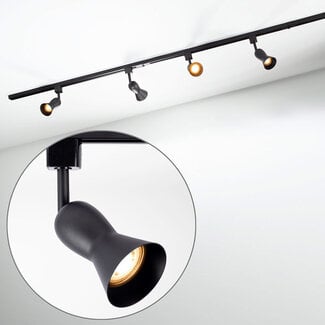 Kit rail monophasé de 1,5 mètre et spots Elle, noir